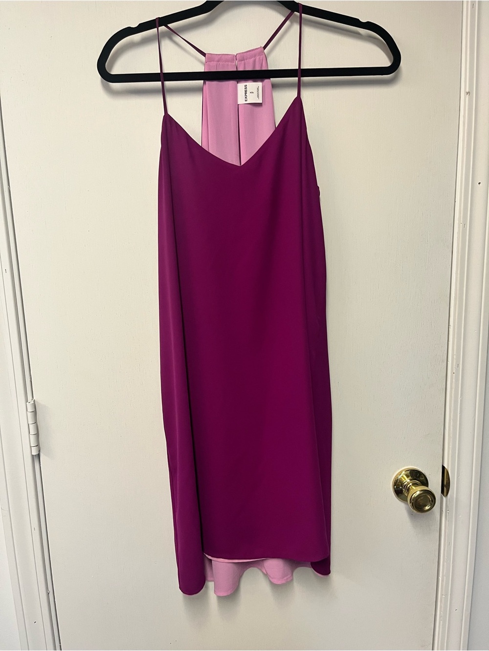 Express Purple Pink Colorblock Halter Midi Dress Size Small